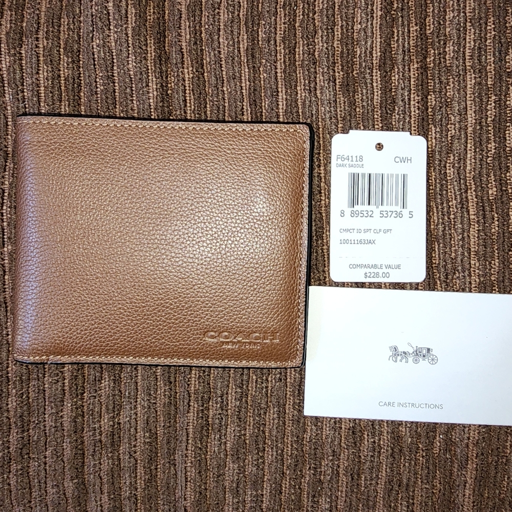 Coach Men's Wallet Dark Saddle